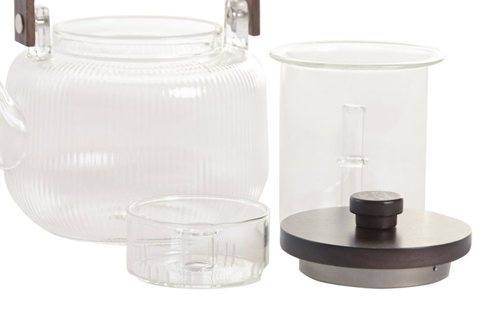 DKD Home Decor Tetera de Borosilicato y Acacia 1L DKD Home Decor Tetera de Borosilicato y Acacia 1L
