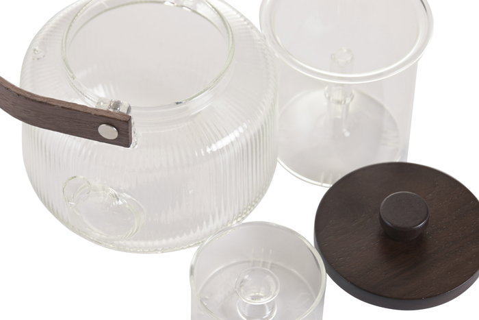 DKD Home Decor Tetera de Borosilicato y Acacia 1L DKD Home Decor Tetera de Borosilicato y Acacia 1L
