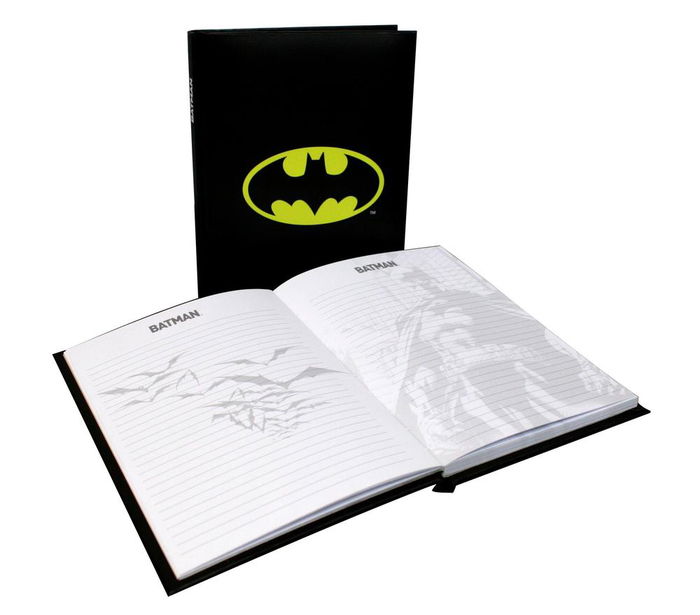 SD Toys Libreta Batman con Luz LED, Símbolo Iluminado, Licencia Oficial DC Comics, Cuaderno Coleccionable