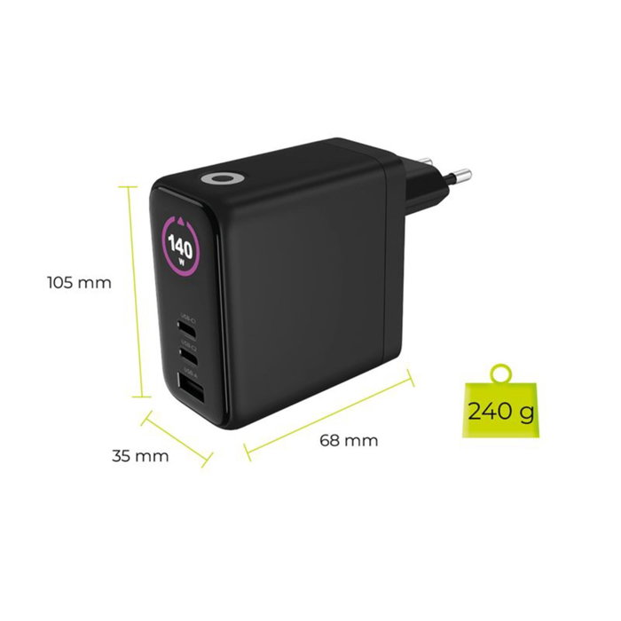 Mobile Origin PW21 Cargador GaN 140W 2x USB-C + 1x USB-A