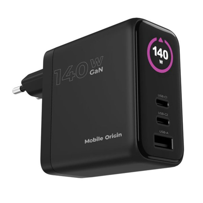 Mobile Origin PW21 Cargador GaN 140W 2x USB-C + 1x USB-A