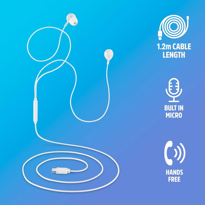 NGS Cross Step Auriculares Intrauditivos USB-C Blancos