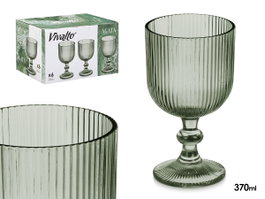 Vivalto Copa Verde Musgo Rayas 370 ml Vidrio 8.7x16.3x8.7 cm (Set de 24)