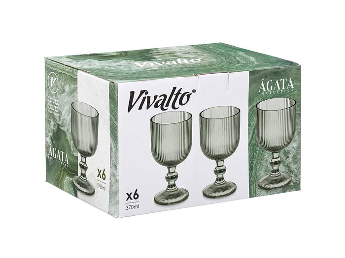 Vivalto Copa Verde Musgo Rayas 370 ml Vidrio 8.7x16.3x8.7 cm (Set de 24)
