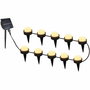 Lumisky SOLIRAY 10 mini puntos de luz solar LED blanco cálido para insertar, 12 m, señalización de caminos