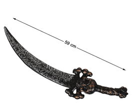 Espada Pirata 59 cm Negra Con Empuñadura De Calavera Bronce