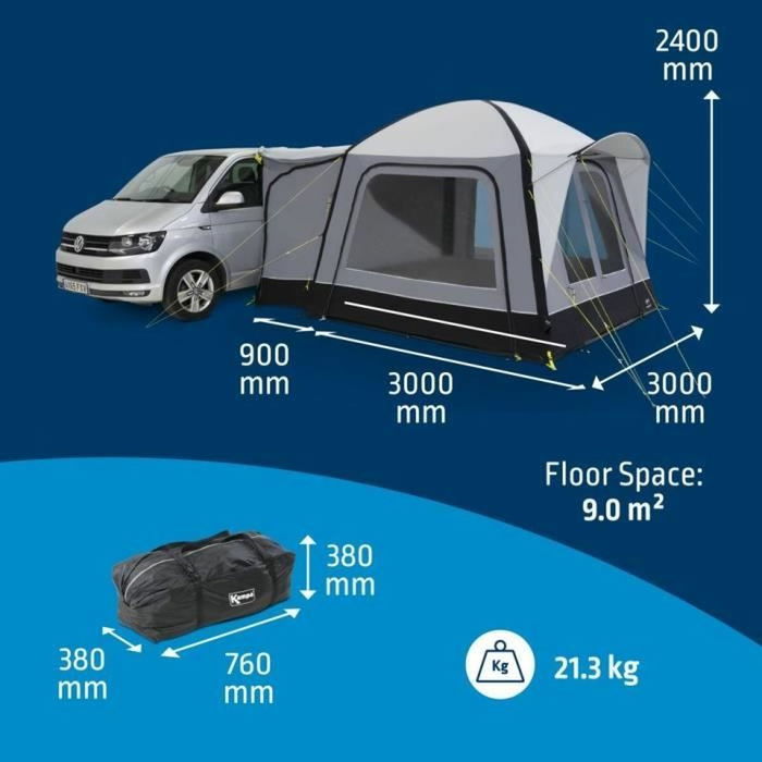 Kampa Toldo Independiente Cross Air TC Polycotton Air Frame con Suelo Estores Opaco y Panel Mosquitera KAM5056446110679