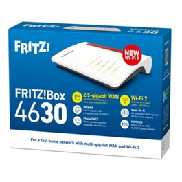 AVM FRITZ!Box 4630 International Router Wi-Fi 7 hasta 3568 Mbps, 4 Puertos LAN 2.5 Gigabit, Ethernet/DSL WAN, WPA3, Firewall