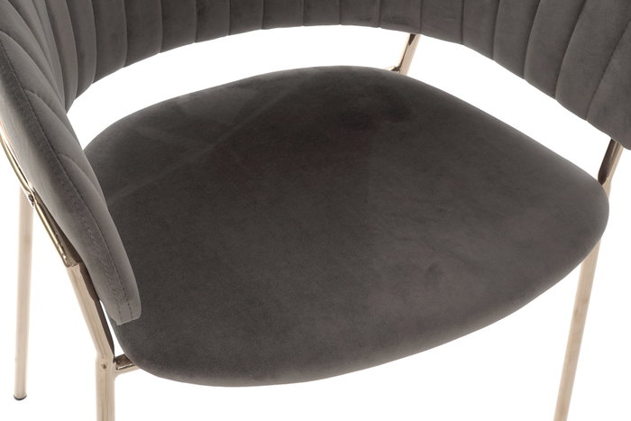DKD Home Decor Silla de Terciopelo Gris Oscuro y Dorado