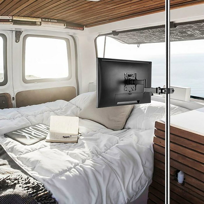 Soporte maclean mc-984 de monitor para tubo/poste 28-60 mm, doble brazo plegable, 17-32'', 8 kg mÁx.