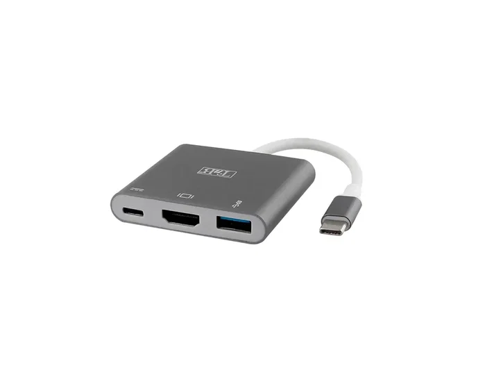 TNB Adaptador de video USB-C a HDMI 3 en 1 - Gris TNB Adaptador de video USB-C a HDMI 3 en 1 - Gris