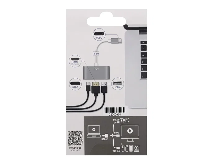 TNB Adaptador de video USB-C a HDMI 3 en 1 - Gris TNB Adaptador de video USB-C a HDMI 3 en 1 - Gris