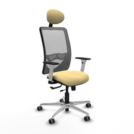 PIQUERAS Y CRESPO Silla de oficina Zulema con mecanismo Sincro/Traslack, Crema y Gris