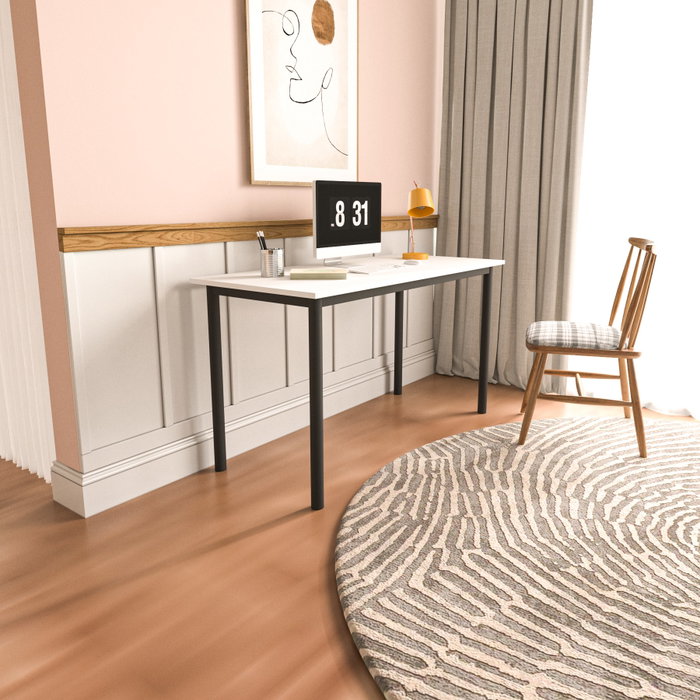 Hanah Home Mesa de Estudio 110 x 55 cm, Blanco y Negro