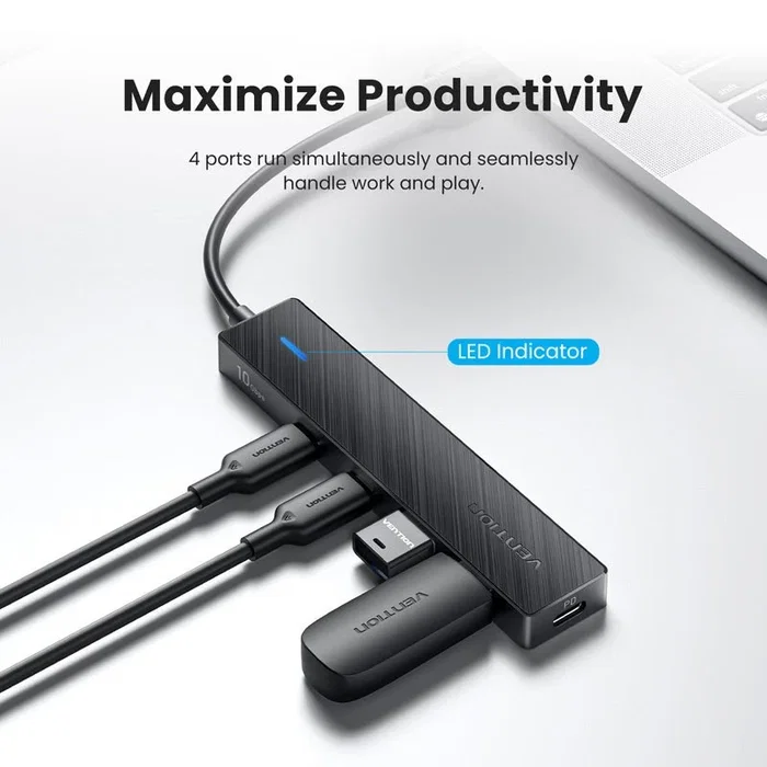 Vention Hub USB 3.2 de 5 Puertos con 2x USB-C, 2x USB-A y 1x USB-C PD Gris CKDBB