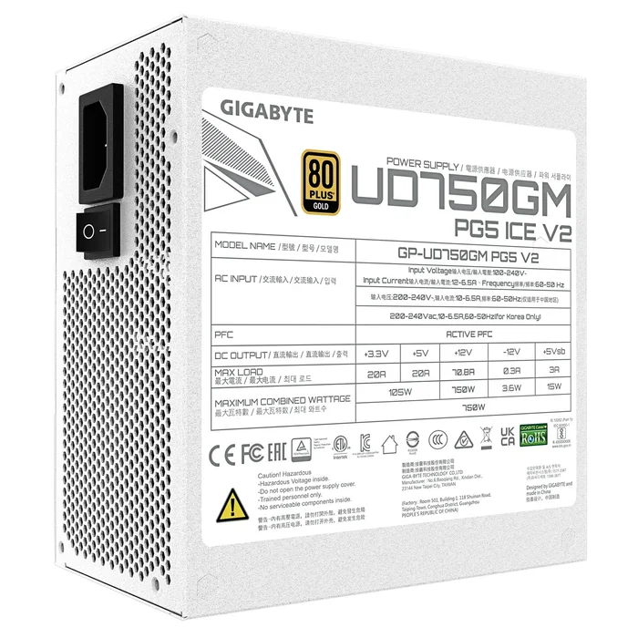Gigabyte UD750GM PG5 V2 ICE 750 W 80 PLUS Gold Blanco