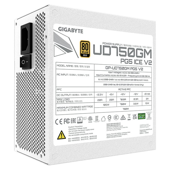 Gigabyte UD750GM PG5 V2 ICE 750W Blanco Gigabyte UD750GM PG5 V2 ICE 750W Blanco