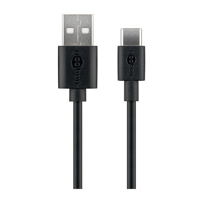 Goobay Cable de carga y sincronización USB-C a USB-A, 2 m, Negro