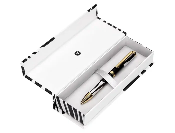 Belius Dualità Boligrafo Cuerpo Negro Tinta Azul Caja de Diseño Blanco