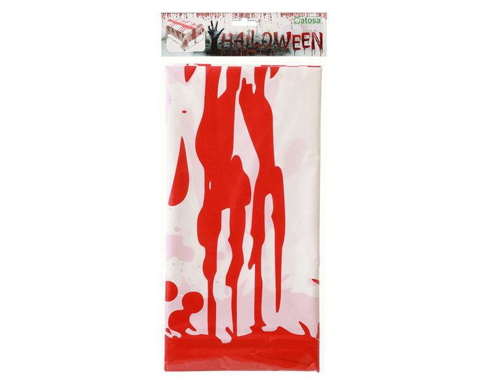 Mantel Blanco 274x137 cm Halloween Sangre Huellas Decoración Mesa Temática