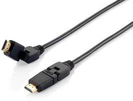 Equip Cable HDMI 119361 1m Macho-Macho Conectores Giratorios 180° - Compatible HDMI 2.0, 4K@60Hz, 3D, HDR, Ethernet, ARC, Chapado en Oro - Alta Velocidad 18 Gbps - Color Negro