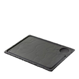 REVOL Basalt Fuente Steak para Parrilla o Asados de Porcelana, 33x24x1 cm