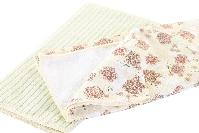 DKD Home Decor Ivy&daisy 2022 Paño Tradicional Verde Beige Microfibra 60 x 40 cm Set 2 Unidades
