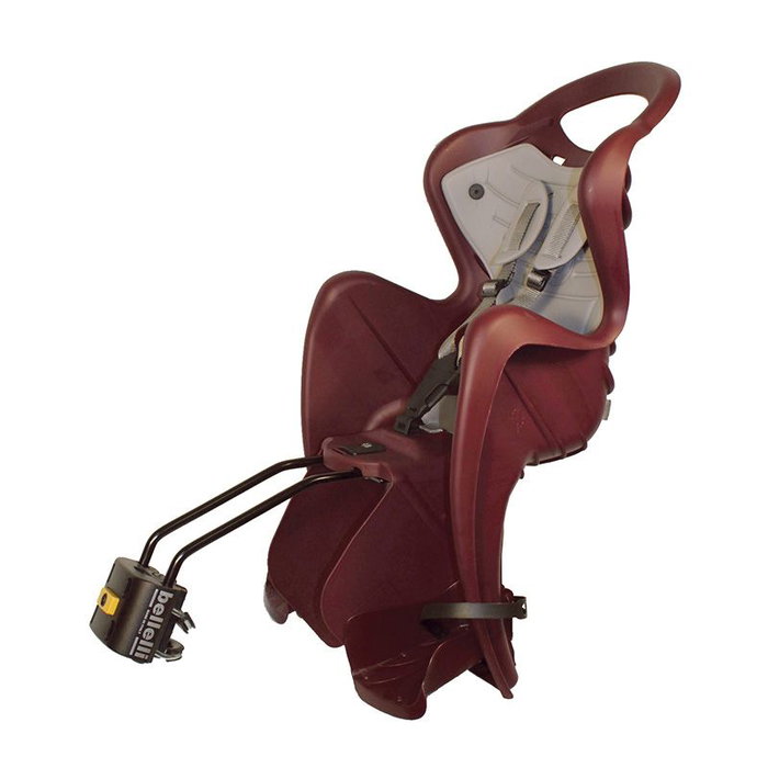 Bellelli Portabebés MR FOX LUXE con cojín de polipiel, arnés 5 puntos y reposapiés ajustable para bicicletas 26-28"