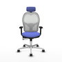 PIQUERAS Y CRESPO Silla de oficina Jorquera con mecanismo Sincro/Traslack Azul claro y Blanco