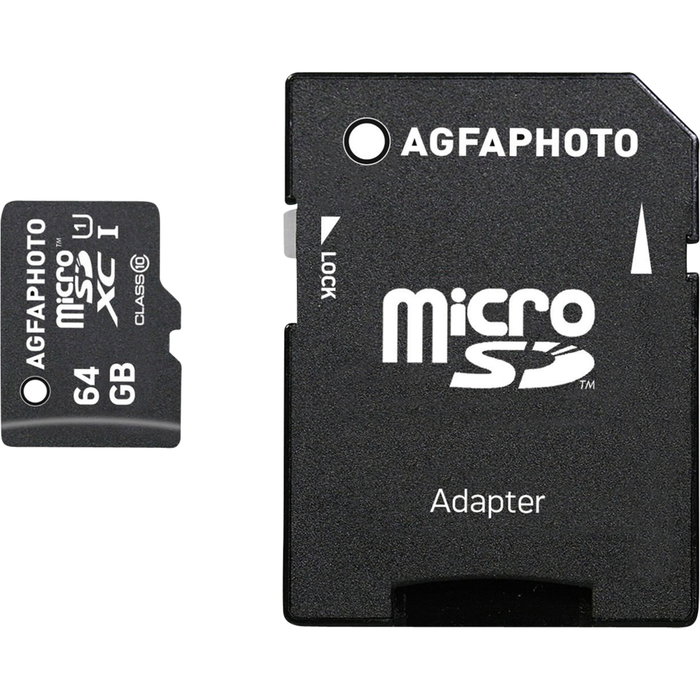 AgfaPhoto Tarjeta MicroSDXC UHS-I 64GB Clase 10 con Adaptador SD AgfaPhoto Tarjeta MicroSDXC UHS-I 64GB Clase 10 con Adaptador SD