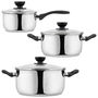 Day Batería de Cocina de 3 Piezas de Acero Inoxidable con Tapas de Cristal y Válvula de Vapor