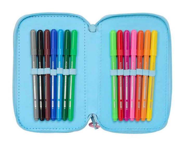 Safta Plumier Triple 37 pcs Stitch "Happy" 12,5x19,5x5,5 cm