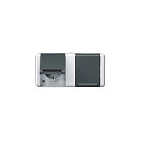 Jung 8220-1 W AP/WD-Doppel-Steckdose waagerecht Schriftfeld