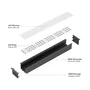 KIMERA Perfíl Aluminio HEDE Anodizado Plata con Difusor Opal, Tapones y Clips Sujección 2,02M