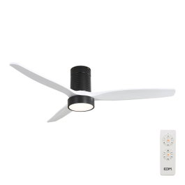 Edm Ventilador de techo Kara ø132cm Blanco/Negro con luz LED 3CCT
