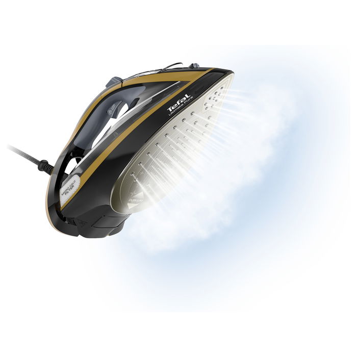 Tefal FV 9847 Ultimate Pure Plancha Vapor-Seco Suela Durilium Airglide 3200W 260 g/min Negro Oro