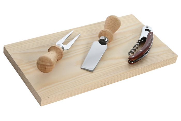 DKD Home Decor Set de 5 piezas Winery con tabla de queso Marrón oscuro