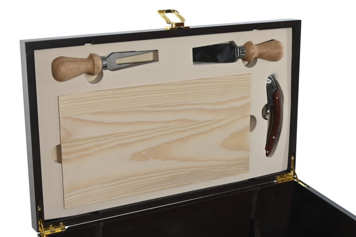 DKD Home Decor Set de 5 piezas Winery con tabla de queso Marrón oscuro