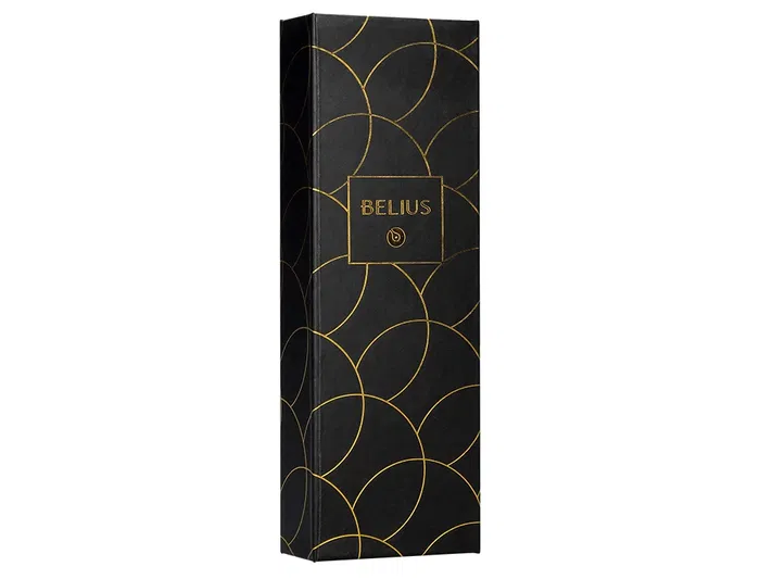Belius Bolígrafo Passion D'or, Aluminio Textura Cepillada Negro y Dorado, Tinta Azul Caja Diseño Elegante, Regalo Glamour