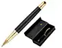 Belius Bolígrafo Passion D'or, Aluminio Textura Cepillada Negro y Dorado, Tinta Azul Caja Diseño Elegante, Regalo Glamour