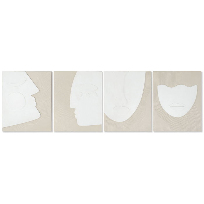DKD Home Decor Set de 4 Cuadros Abstractos sobre Lienzo y Yeso 40x50x3 cm