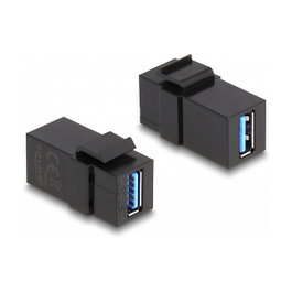 DeLOCK Módulo Keystone USB 3.0 A hembra a USB 3.0 A hembra Negro (1:1)