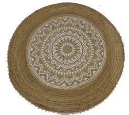 DKD Home Decor Alfombra Yute Mandala Marrón 200x200x0,75 cm