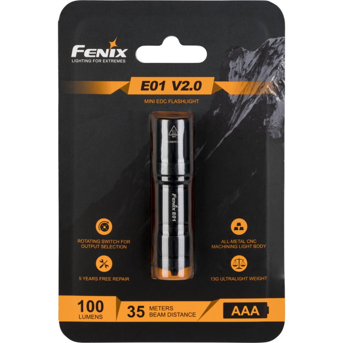 Fenix E01 V2.0 Linterna de 100 lm, negra Fenix E01 V2.0 Linterna de 100 lm, negra
