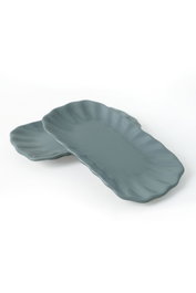 Hermia X00017620 Juego de Platos de Gres Cerámico Color Azul Claro (2 Piezas)