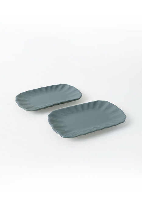 Hermia X00017620 Juego de Platos de Gres Cerámico Color Azul Claro (2 Piezas)