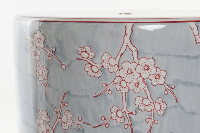 DKD Home Decor Mesita Auxiliar Oriental Sook Azul Naranja Porcelana Flores Hecho a mano 32 x 41 x 32 cm