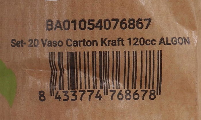 Algon Set 20 Vasos Cartón Kraft 120 cc (Ancho 6 cm, Alto 6.5 cm, Largo 6 cm) (24 Unidades)
