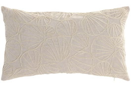 DKD Home Decor Cojin Mediterraneo Crema Chenilla Zipper 10 x 35 x 60 cm (2 Unidades)