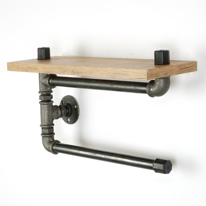 Hanah Home Boruraf258 Organizador MDF Nogal y Plata 40x23x13 cm